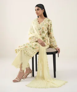 Sapphire 3-Piece - Embroidered Cotton Suit